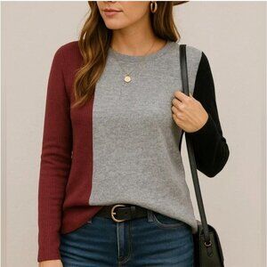 Maplesage Colorblock Crew Neck Sweater